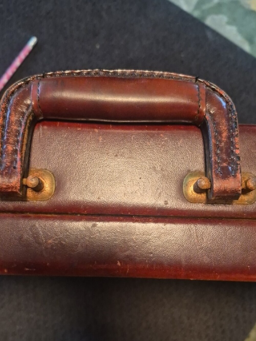 Classic Brown Leather Briefcase with Gold Hardware - Picture 7 of 15
